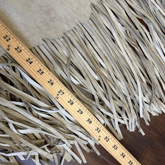 RICKY NELL Skirt Tan Leather Elastic Waist A-Line Fringed Cowgirl NWOT - Picture 8 of 8